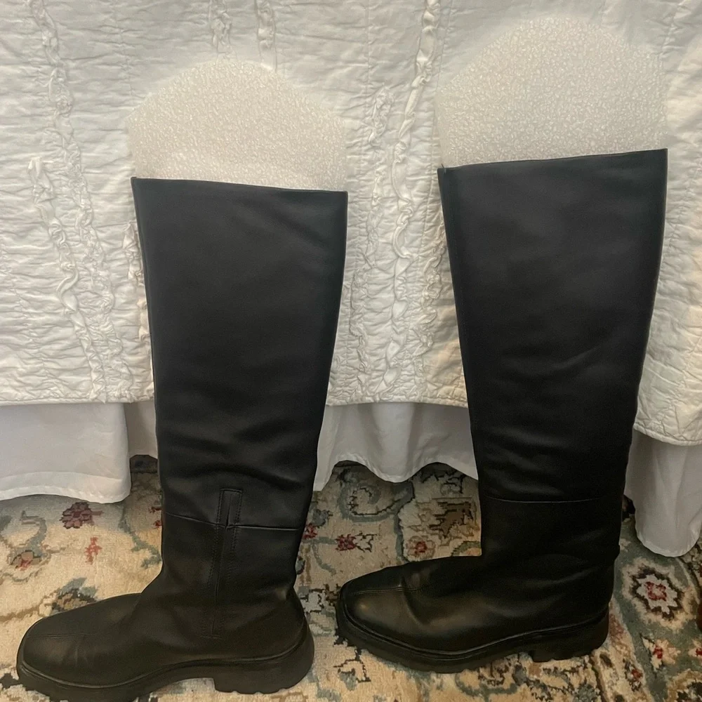 Vince Black Leather Over-the-Knee Riding Boots